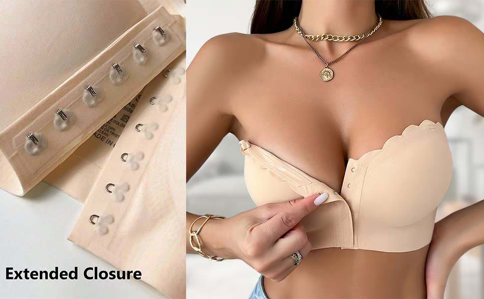 Sömlös framknäppning med axelband och bandeau-bh/Seamless Front Closure Strapless Bandeau Bra