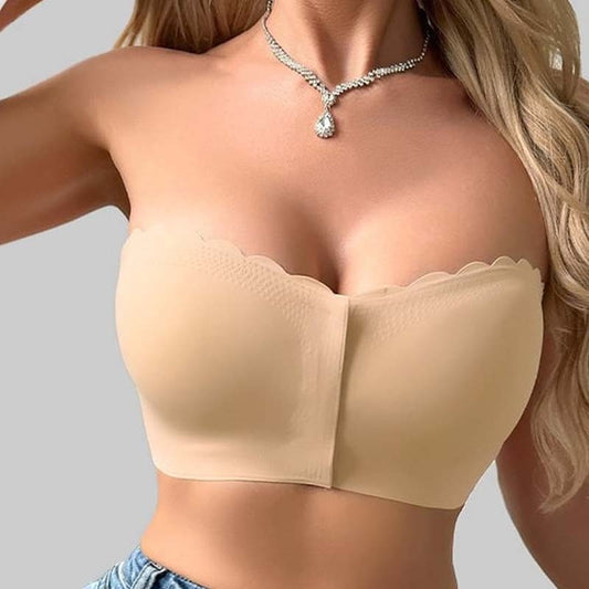 Sömlös framknäppning med axelband och bandeau-bh/Seamless Front Closure Strapless Bandeau Bra