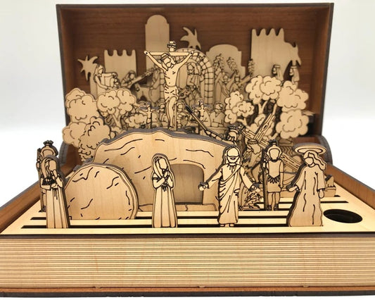 🏆Paasuitverkoop ✝️ 2026 Familiepaasweekcadeau – HOUTEN PAASWEEKBOEKSPEELSET