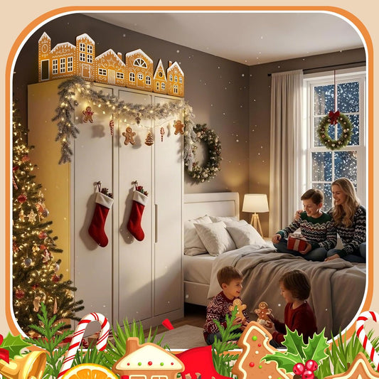 Gingerbread Village – den magiska pepparkaksbyn (2 pepparkakshus av kartong + 1 uppsättning lampor)