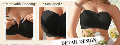 Sömlös framknäppning med axelband och bandeau-bh/Seamless Front Closure Strapless Bandeau Bra