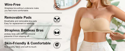 Sömlös framknäppning med axelband och bandeau-bh/Seamless Front Closure Strapless Bandeau Bra