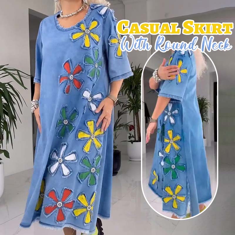 Vardagskjol med rund hals