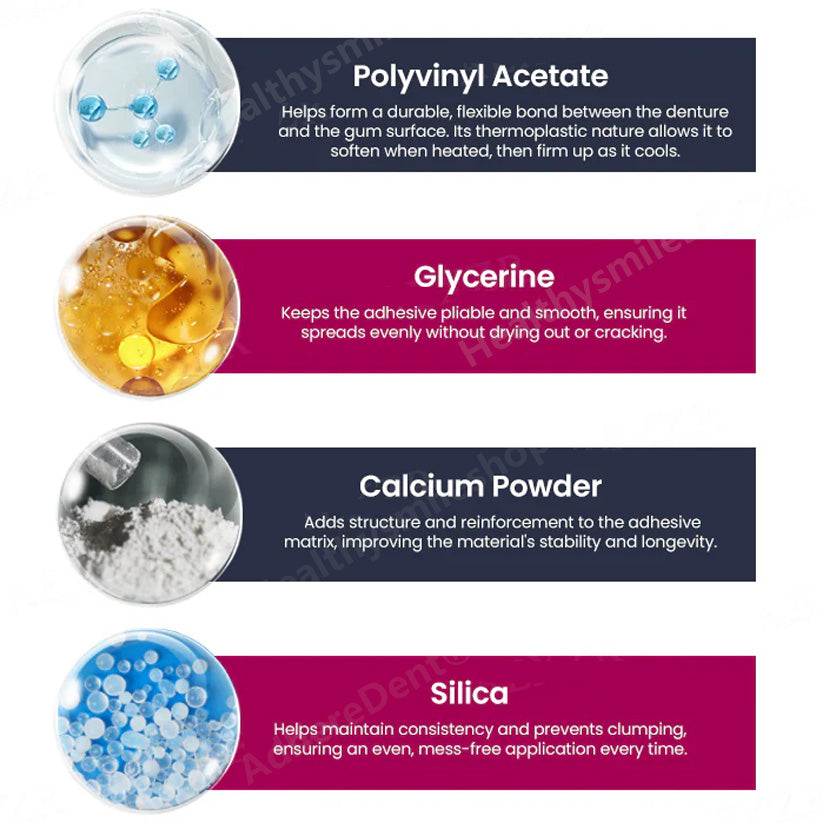 Termoplastisk självhäftande lim för tandproteser ⏳ Permanent fäste för tandprotesen