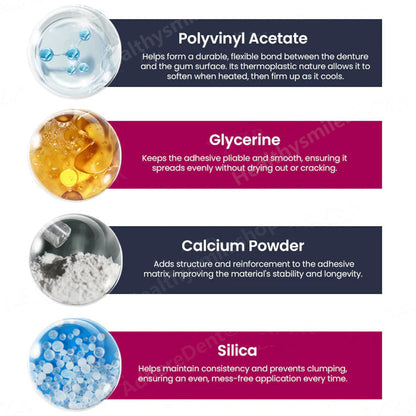 Termoplastisk självhäftande lim för tandproteser ⏳ Permanent fäste för tandprotesen