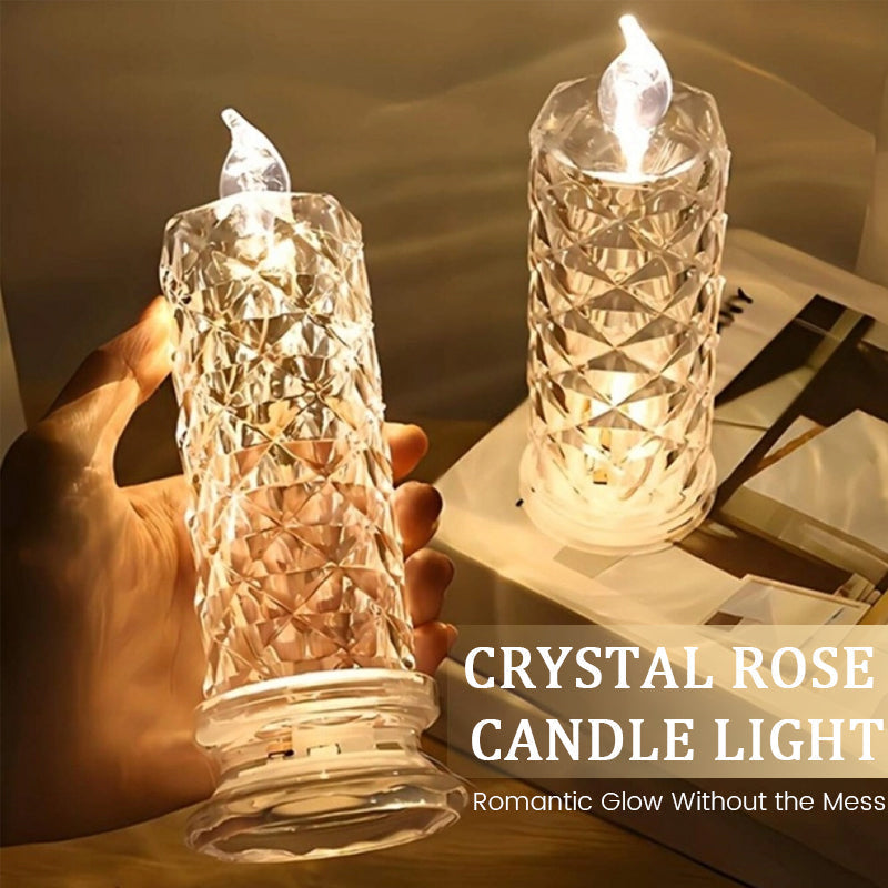 ✨ Crystal Rose Candle Light – Romantiskt sken utan kladd