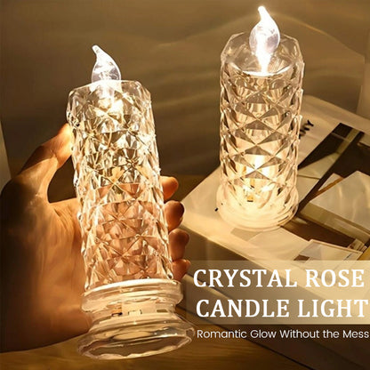 ✨ Crystal Rose Candle Light – Romantiskt sken utan kladd