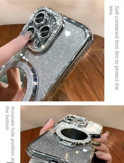 📲✨Gradient Glitter Holder Makeup Mirror Protective Case