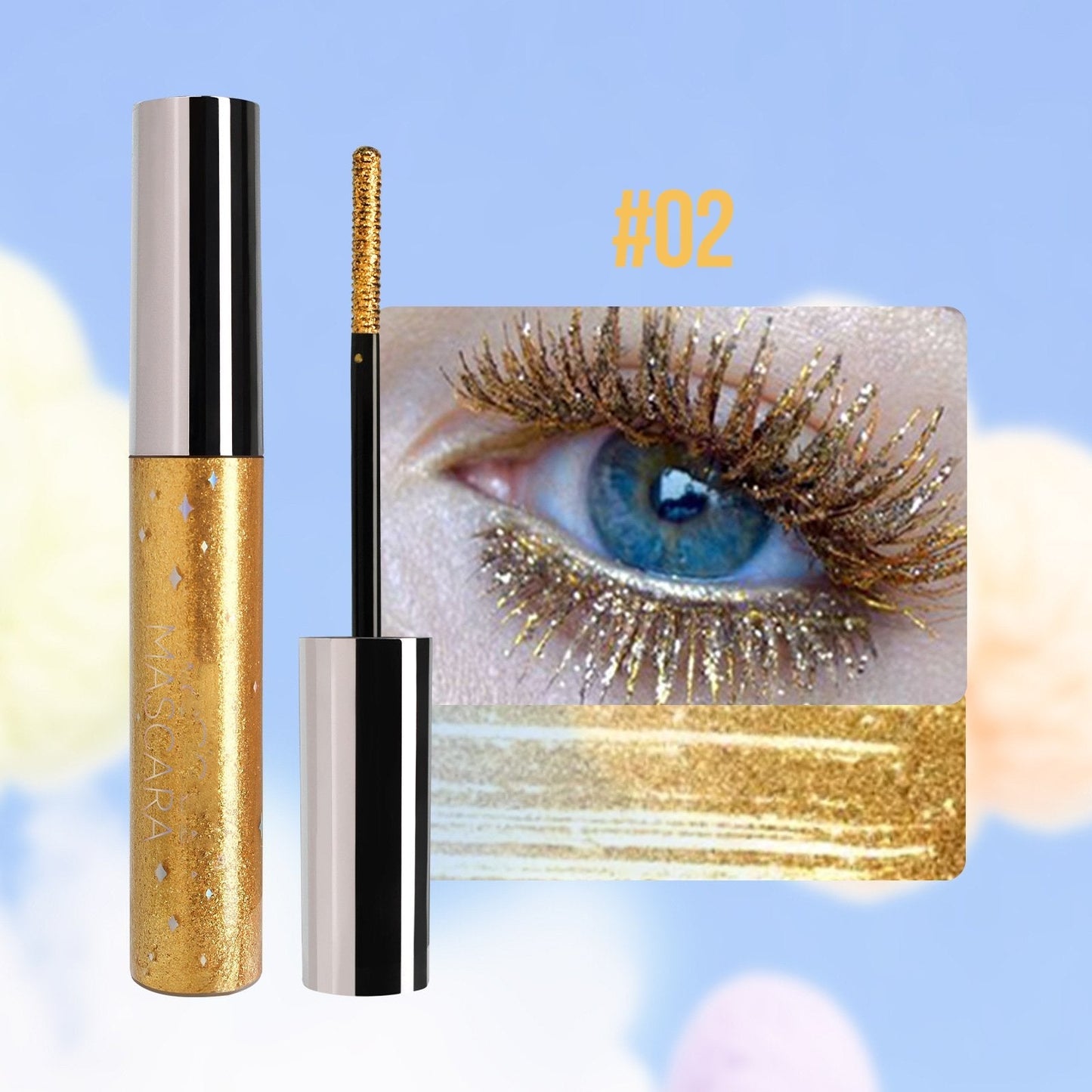 Färgglad Glittermascara