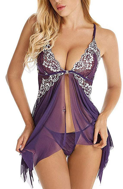 V-ringad nattlinne Sexig Chemise Nattlinne