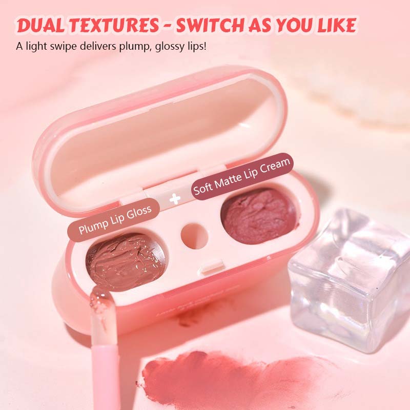 💖 Dubbel Läppglans & Kräm – Hjärtklappande Sötma 💋
