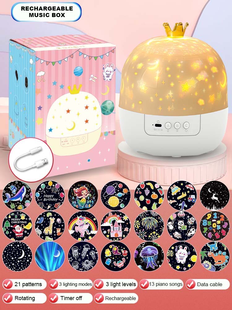 Drömsk Stjärnhimmel Musikdosa Projektorlampa 💜