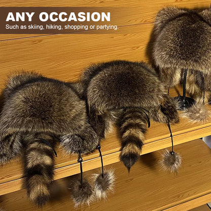 Imitation tvättbjörn-varmmössa