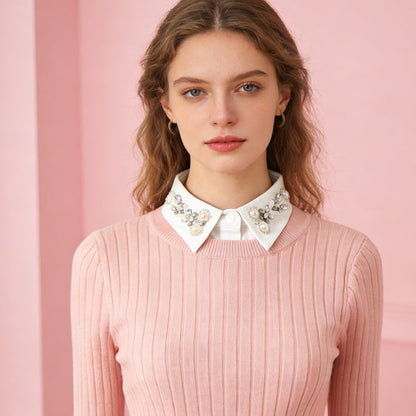 Diamant- och pärlfalskt krage