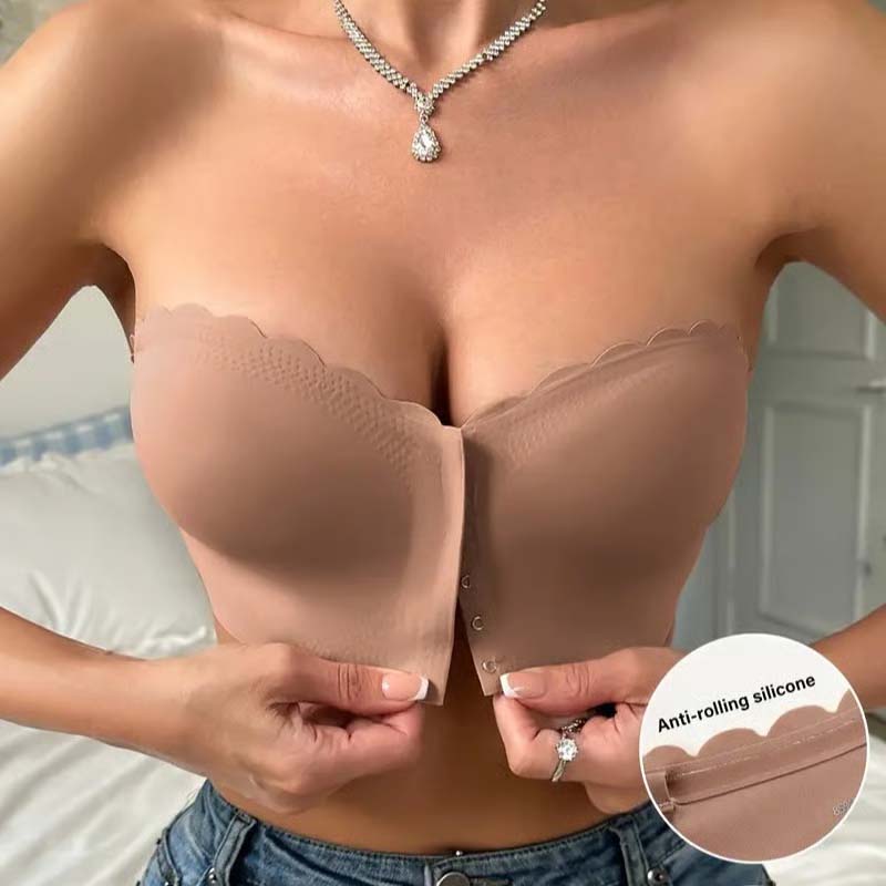 Sömlös framknäppning med axelband och bandeau-bh/Seamless Front Closure Strapless Bandeau Bra