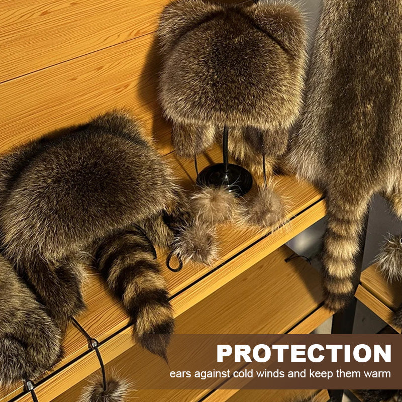 Imitation tvättbjörn-varmmössa