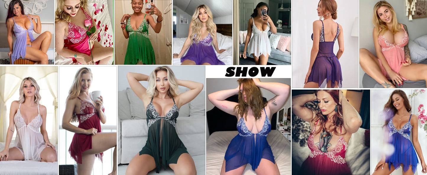 V-ringad nattlinne Sexig Chemise Nattlinne