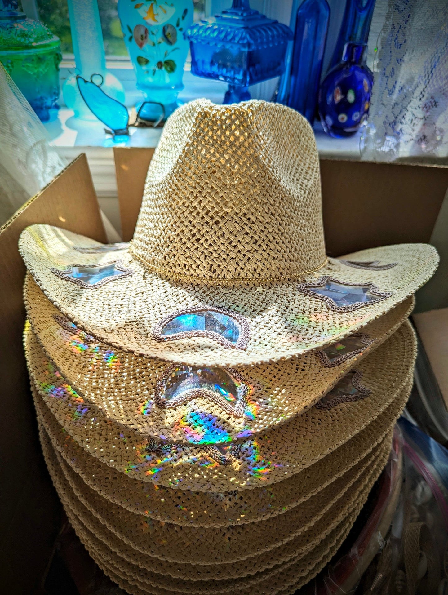 Sista dagen 50% rabatt🔥Suncatcher Cowgirl Straw Prism Hat Ordinarie pris