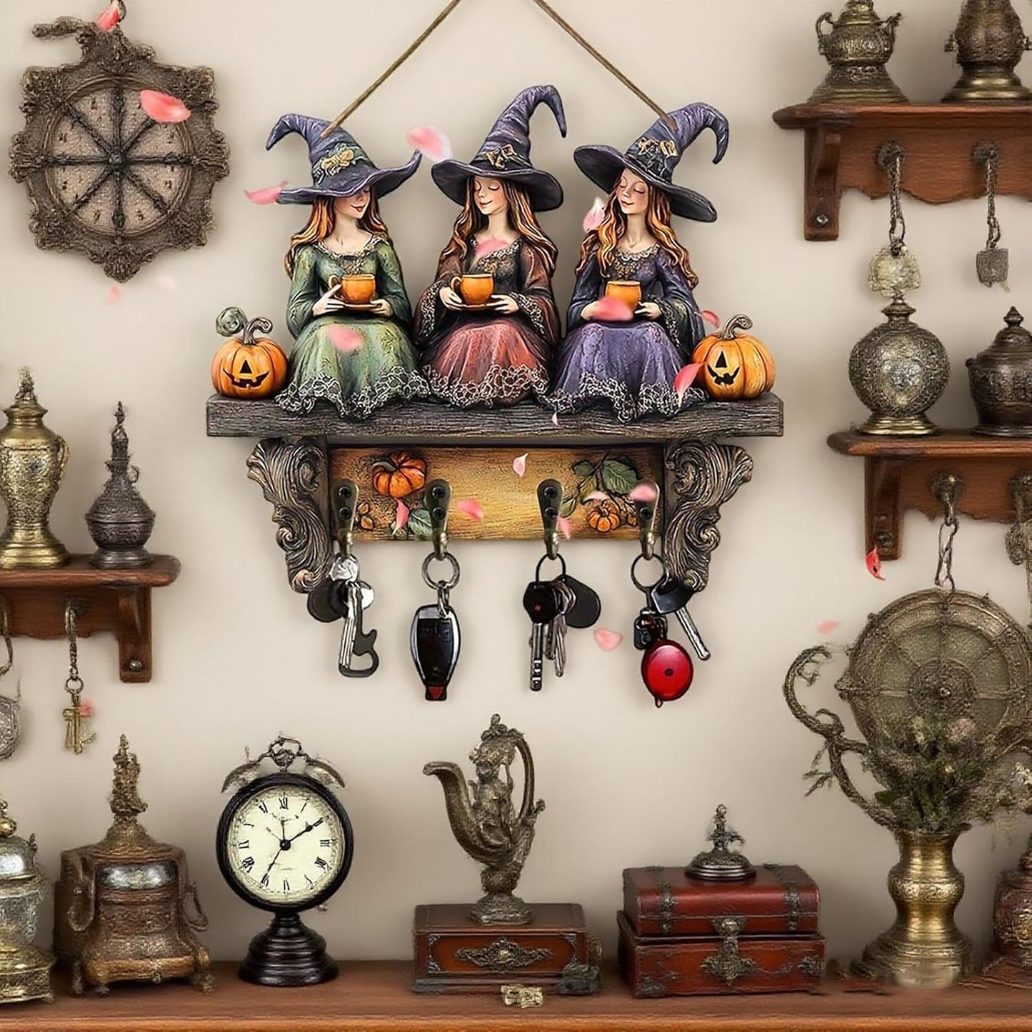 🎃2025 Halloween Häxa Nyckelring Trä Väggdekoration