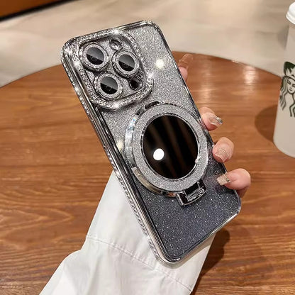 📲✨Gradient Glitter Holder Makeup Mirror Protective Case