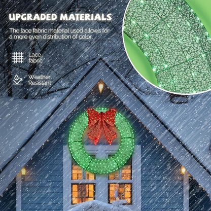 🎄 Nu i förköp! 🎀✨ Stor, upplyst julkrans för utomhusbruk