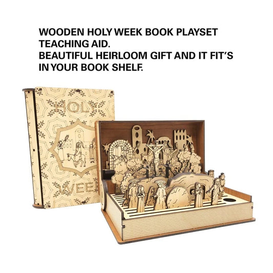 🏆Paasuitverkoop ✝️ 2026 Familiepaasweekcadeau – HOUTEN PAASWEEKBOEKSPEELSET