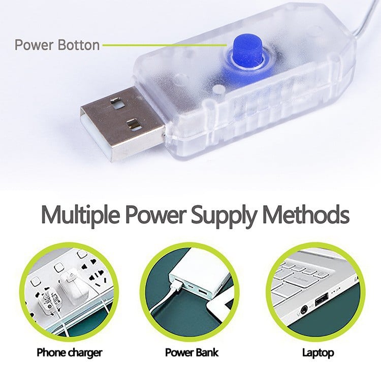 🎁Förtida julförsäljning 49% rabatt🎅LED-lampor, USB-driven LED-ljusridå för presentförpackning