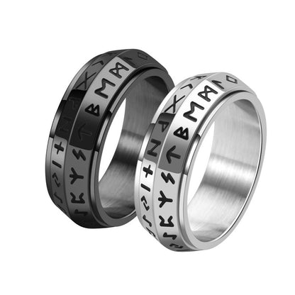 ✨🎅Titanium Steel Viking Rune Rotating Ring