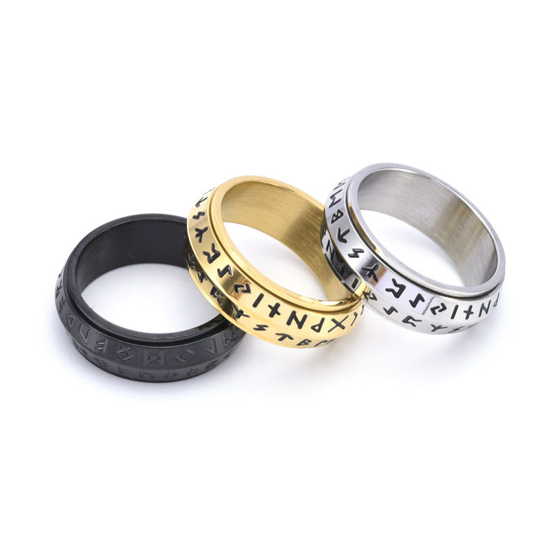 ✨🎅Titanium Steel Viking Rune Rotating Ring