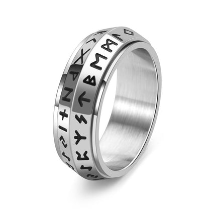 ✨🎅Titanium Steel Viking Rune Rotating Ring