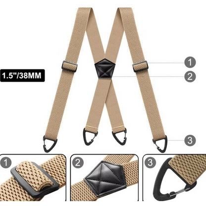 👔 Bretelles pour homme à dos en X avec crochets robustes – Larges, réglables et résistantes, pour le travail et les tenues décontractées 🎩