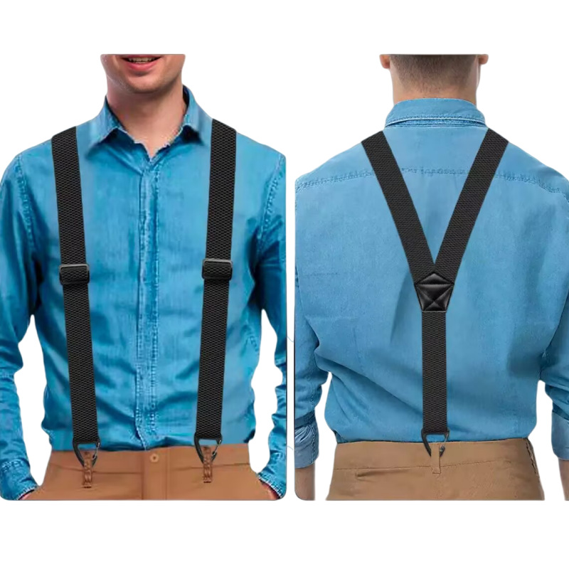 👔 Bretelles pour homme à dos en X avec crochets robustes – Larges, réglables et résistantes, pour le travail et les tenues décontractées 🎩
