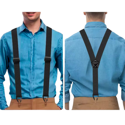 👔 Bretelles pour homme à dos en X avec crochets robustes – Larges, réglables et résistantes, pour le travail et les tenues décontractées 🎩